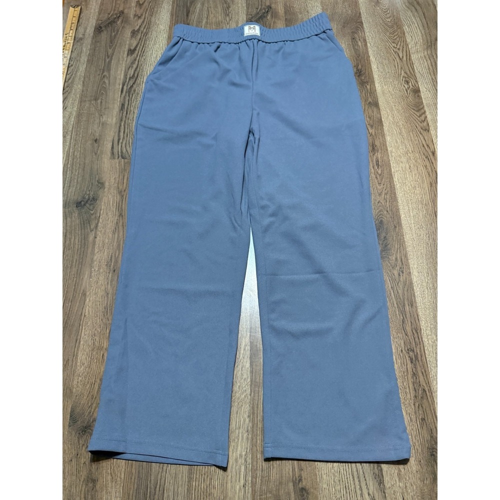 Glamorease Pants, Women's Size XL Petite Blue-Gray, Pull On, Straight Leg, NWT